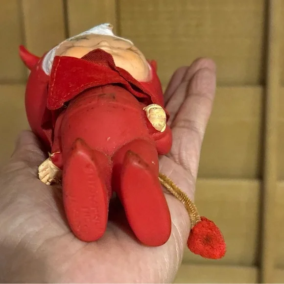 Vintage rare Devil diablo red rojo Doll ornament w defects Valentine’s Day decor - Picture 9 of 16